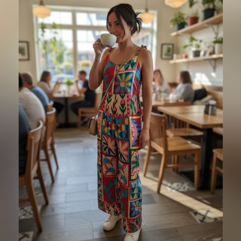 Sincerely Jules Multicolor Floral Patchwork Tie-S… - image 1